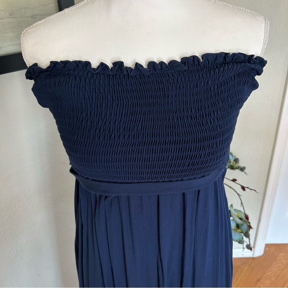 Juicy Couture Beach Royalty Navy Blue Strapless Smock Maxi Dress in Sz Med. NWOT - Picture 3 of 10